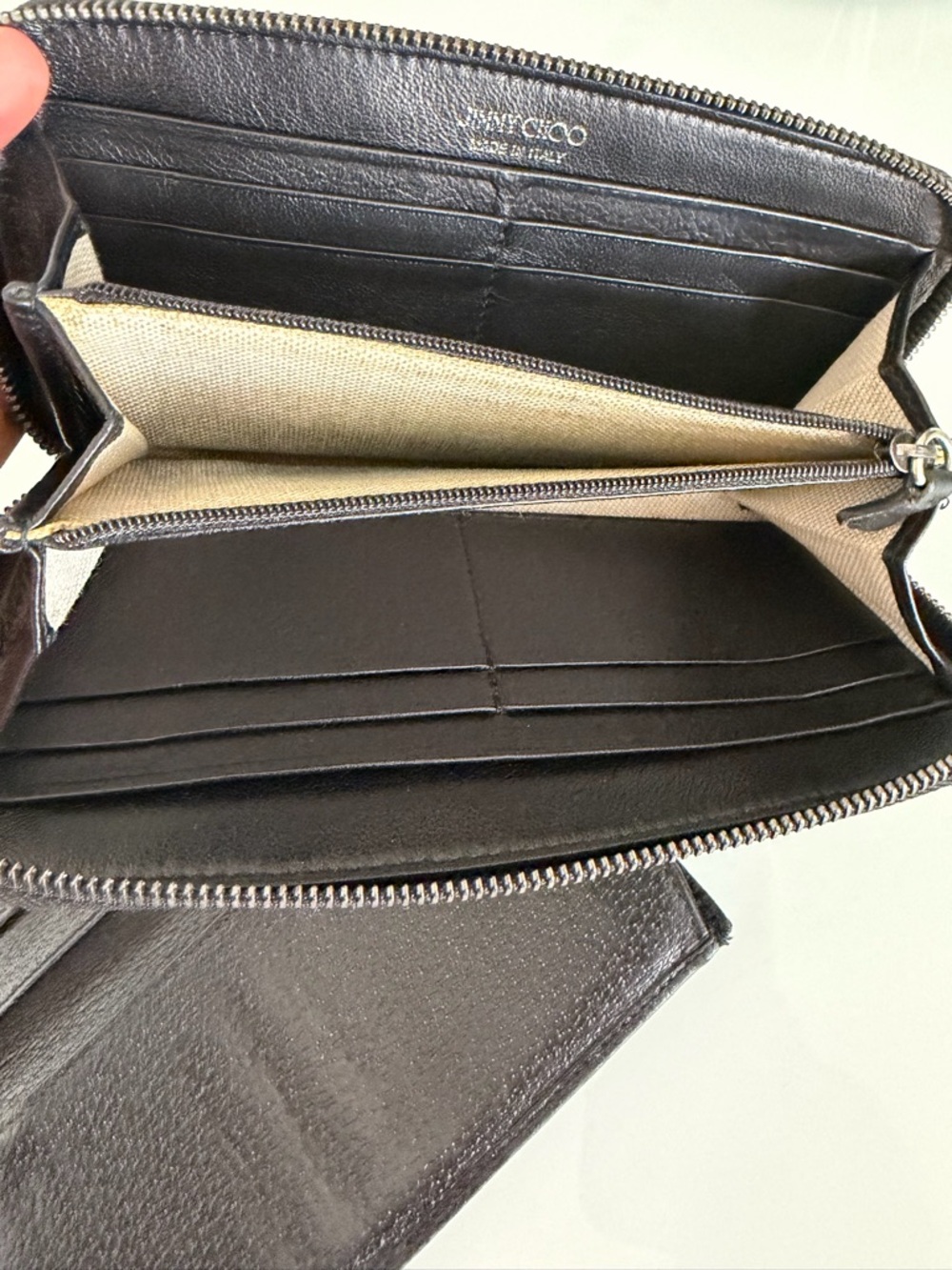 Gucci Black Canvas Continental Wallet with gold hardware and jimmy choo set of 2 - Picture 10 of 12